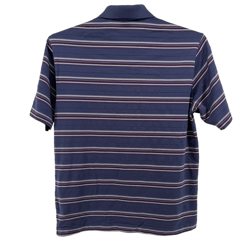 Nike Tiger Woods Collection Dri-FIT Polo Shirt Mens Medium Blue Purple Striped